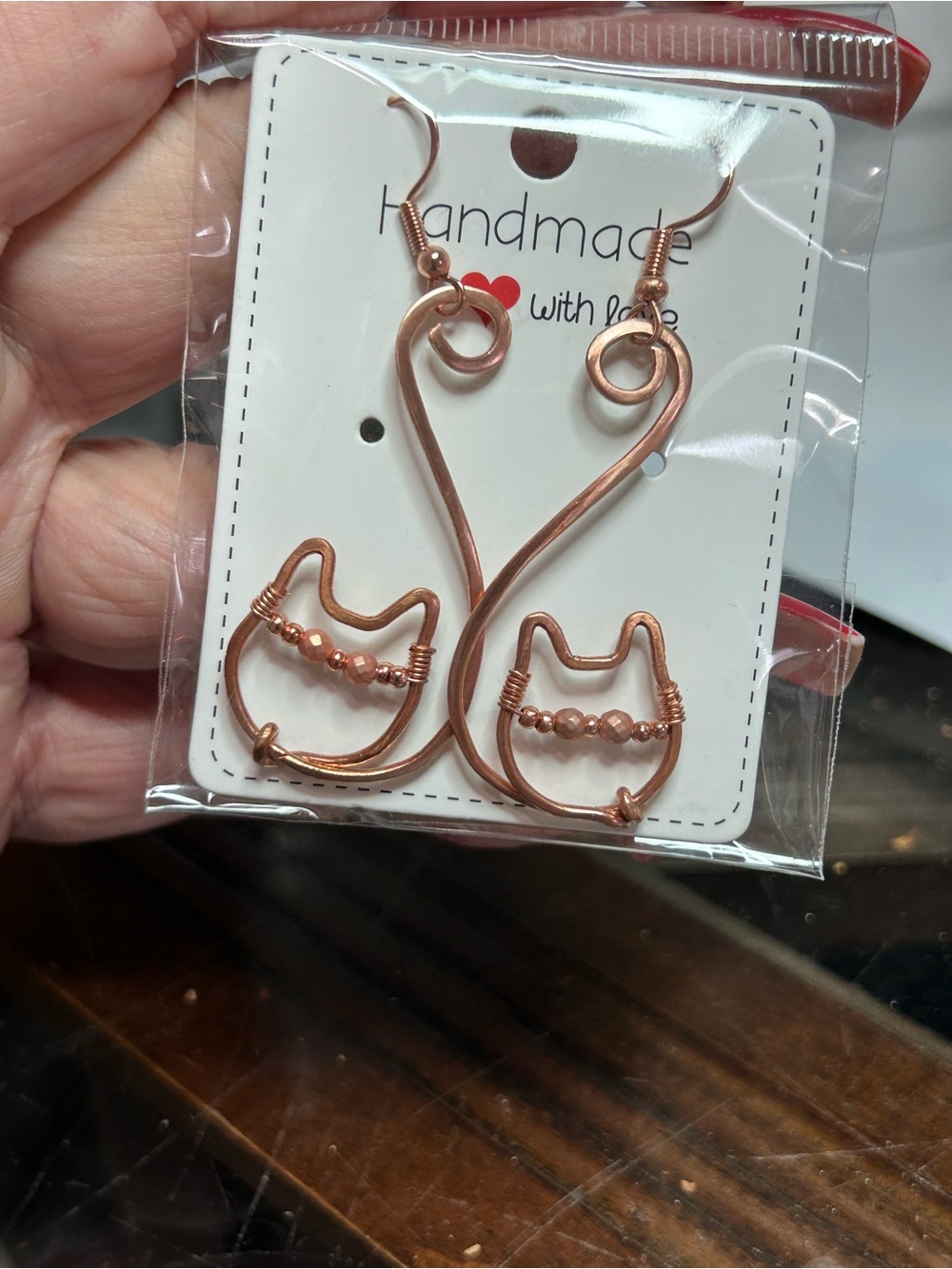 Handmade Copper Cat earrings